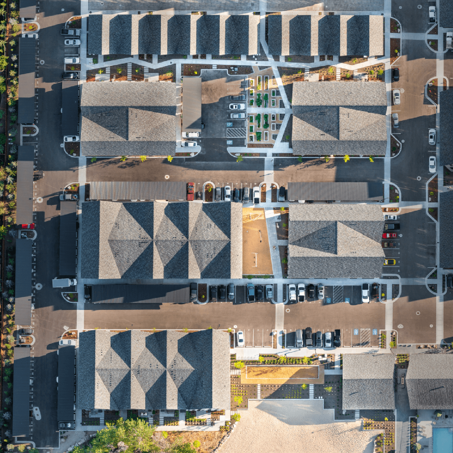 Aerial view of residential development